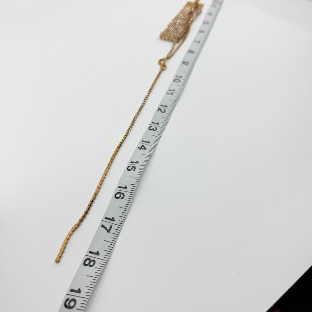 VTG Gold Tone Rhinestone Wide Choker & Lariat Y-Necklace Layered Statement Set - Picture 10 of 11